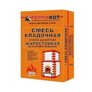 Смесь кладочная Терракот глино-шамотная, жаростойкая, 20 кг Смесь кладочная "Терракот" глино-шамотная, жаростойкая, 20 кг